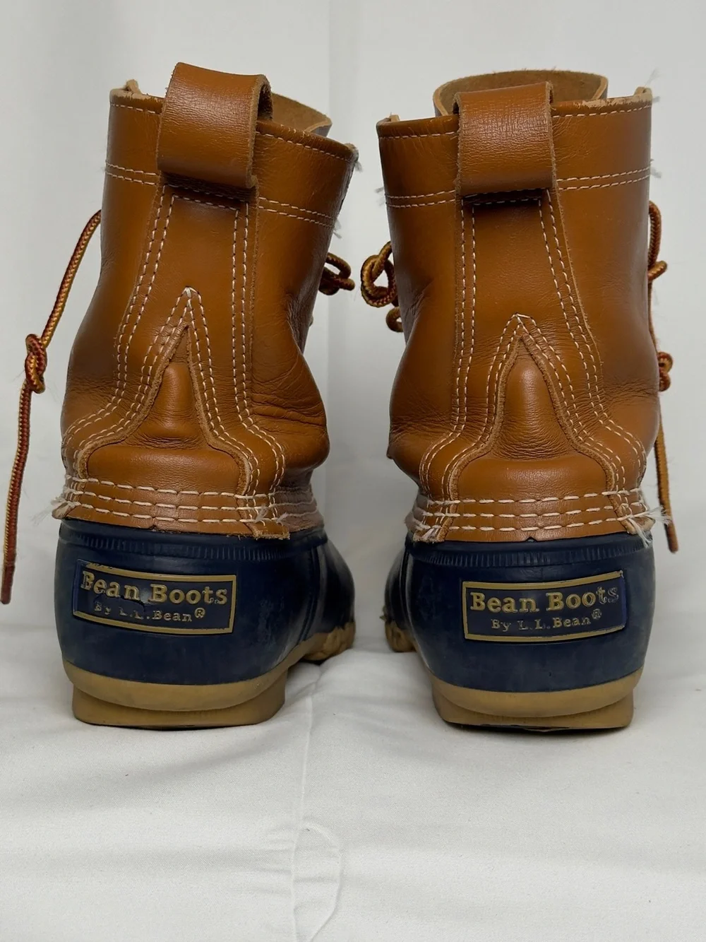 L.L. Bean Men's Brown Leather and Navy Rubber Rain & Snow Boots
